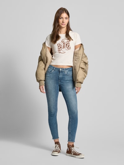 Only Skinny Fit Jeans aus Baumwoll-Mix mit fransigem Beinabschluss Modell 'BLUSH' Jeansblau 1