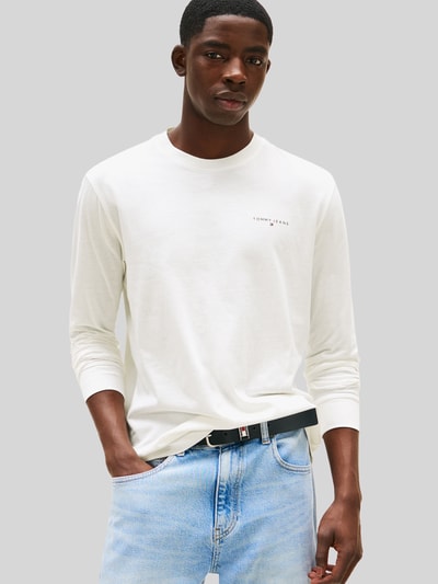Tommy Jeans Slim Fit Langarmshirt aus reiner Baumwolle Offwhite 4