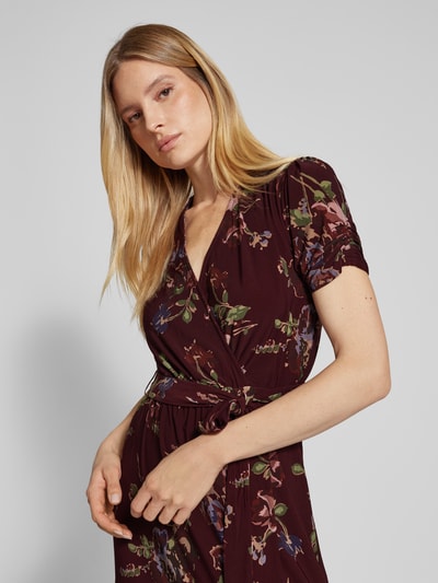 Lauren Ralph Lauren Midi-jurk met plooien, model 'LALAINE' Bordeaux - 3