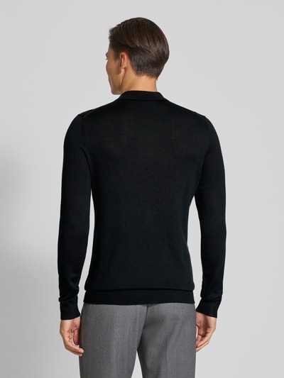 Christian Berg Men Strickpullover aus Merino-Mix mit Umlegekragen Black 5