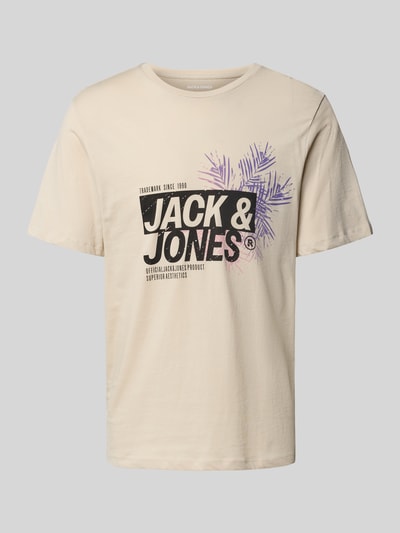 Jack & Jones T-Shirt mit Label-Print Modell 'JAXON' Offwhite 2
