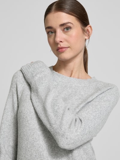 Vero Moda Regular Fit Strickpullover mit Stretch-Anteil Modell 'DOFFY' Hellgrau Melange 3