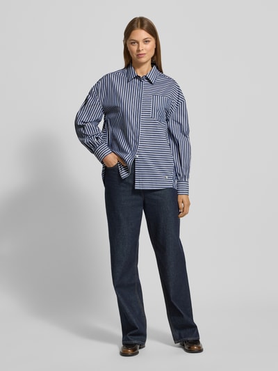 Fynch-Hatton Overhemdblouse met blinde knoopsluiting Marineblauw - 1