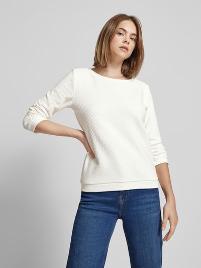 Tom Tailor Denim Tailliertes Sweatshirt mit Strukturmuster Offwhite 4