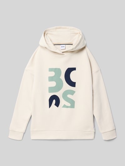 Produktfoto, Regular Fit Hoodie aus Baumwoll-Mix von BOSS, Optik: Unifarben, Label-Print, Kapuze, Langarm, Material: Baumwoll-Mix