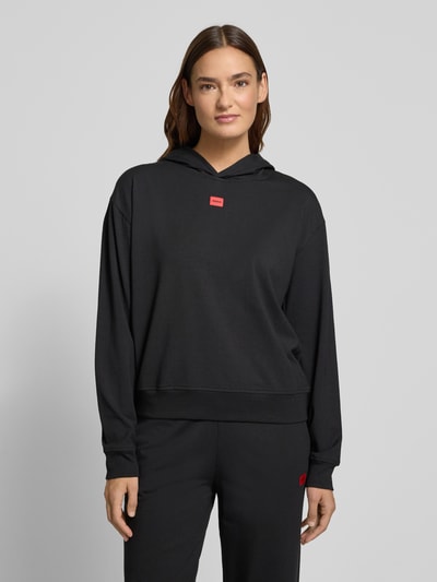 HUGO Regular fit hoodie van een mix van katoen en modal, model 'SIGNATURE' Zwart - 4