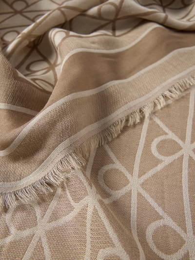 Productfoto, Tuch aus Modal im Allover-Look van CK Calvin Klein, lichtbeige tinten met abstract patroon en franjes, pure modal, allover-look, dames sjaal.