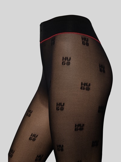 HUGO 30 DEN Strumpfhosen mit Label-Print Black 2