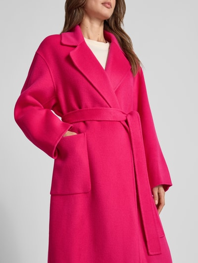 Milano Italy Lange jas van wol met strikceintuur Fuchsia - 3