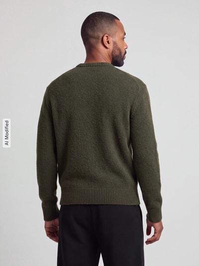 Selected Pullover mit Strukturstrick Dunkelgruen 5