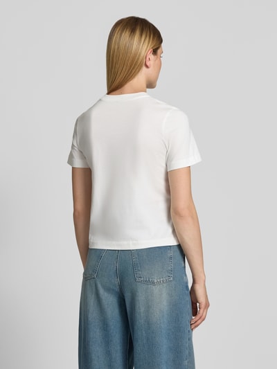 Stefanel T-Shirt mit Perlen und Rundhalsausschnitt Weiss 5