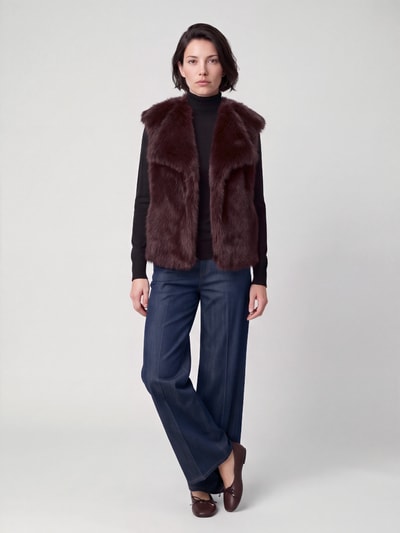 s.Oliver BLACK LABEL Webpelzjacke mit breitem Reverskragen Bordeaux 1
