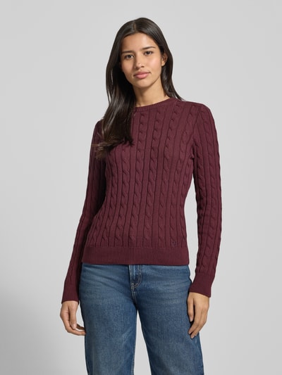 Jake*s Casual Bluzka z długim rękawem o kroju slim fit z imitacji dzianiny Oberżynowy 4