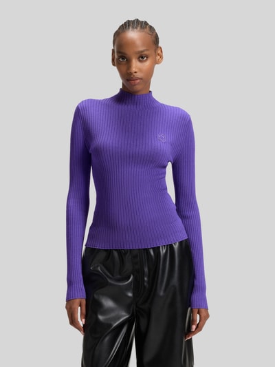 Hugo Blue Slim Fit Strickpullover mit Rippstruktur Modell 'SARMIE' Lila 4