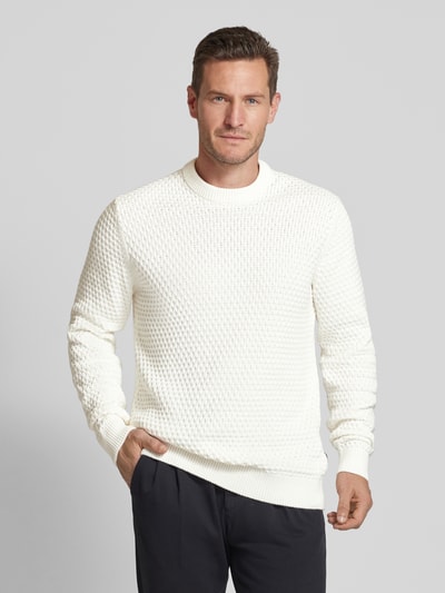 Casual Friday Strickpullover mit Strukturmuster Modell 'Karl' Offwhite 4