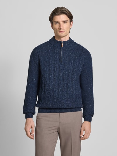 Fynch-Hatton Gebreide pullover met ribboorden Marineblauw - 4