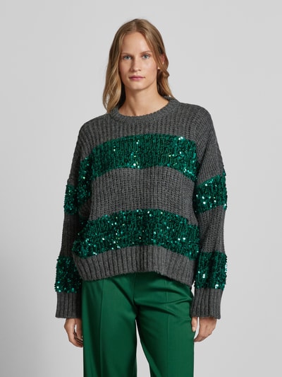 Essentiel Gebreide pullover met pailletten Antraciet - 4