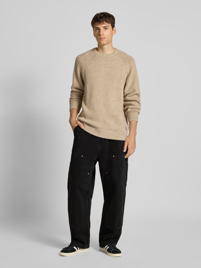 Carhartt Work In Progress Wide leg jeans met siernaden, model 'NASH' Zwart - 1