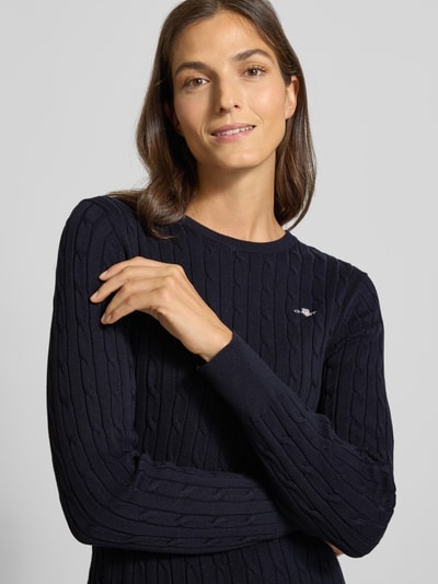 Gant Sukienka o długości do kolan ze ściegiem warkoczowym Granatowy 3