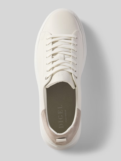 Produktfoto, Sneaker aus Leder Modell 'Sound' von DIGEL, Herren Sneaker in Weiß mit Abgerundete-Spitze und Schnürung, Echtleder, Absatzhöhe 4 cm, Schafthöhe 8 cm, Schaftweite 7 cm, matte und glatte Textur