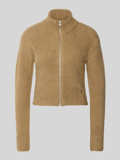 Produktfoto, Regular Fit Jacke aus Alpaka-Mix Modell 'Jeanne' von Samsøe Samsøe, imitacja dzianiny, stójka, zamek błyskawiczny dwustronny, długość tyłu w rozmiarze S: 46 cm, długość rękawów w rozmiarze S: 57 cm
