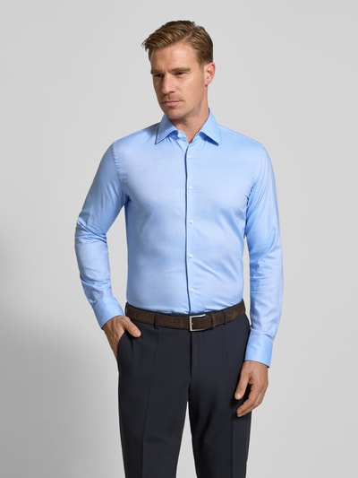 BOSS Slim fit zakelijk overhemd van katoenmix, model 'HANK' Bleu - 4