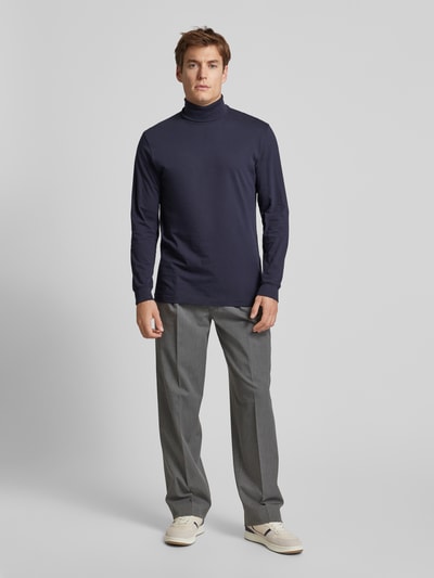 RAGMAN Longsleeve mit gerippten Abschlüssen Marine 1