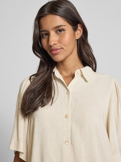 FREE/QUENT Regular Fit Bluse aus Viskose-Leinen-Mix Modell 'Linus' Beige 3