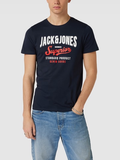 Jack & Jones T-shirt z nadrukiem z logo Ciemnoniebieski 4