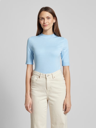 comma Strickshirt mit Turtleneck Hellblau 4