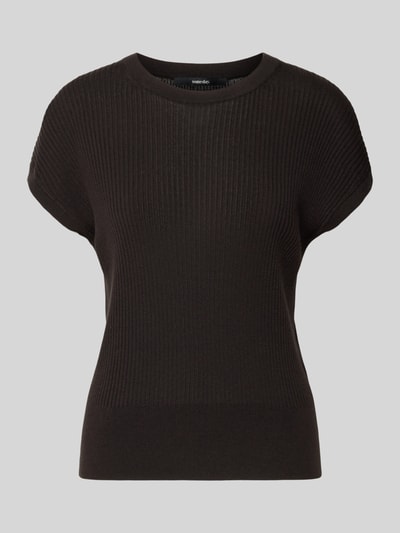 Produktfoto, Damen T-Shirt aus Lyocell-Leinen-Mix Modell 'Tianna' von Someday in Schwarz mit Ripp-Optik, Regular-Fit, Rundhalsausschnitt.