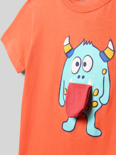 Produktfoto, T-Shirt mit Rundhalsausschnitt und Motiv-Print von Blue Seven, bawełna, prosty krój, wzór z przodu, długość tyłu w rozmiarze 116: 47 cm