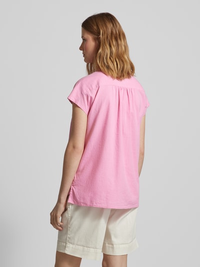 Milano Italy Bluse aus Baumwoll-Leinen-Mix in unifarbenem Design Pink 5