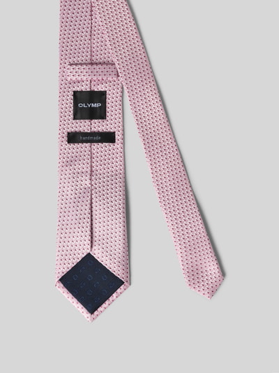 Produktfoto, Seidenkrawatte im Allover-Look (7,5 cm) von OLYMP in Rosa mit feiner Musterstruktur, klassische Form, Label-Detail, Breite 8 cm.