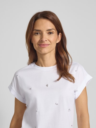 Zero T-shirt zdobiony kamieniami Biały 3