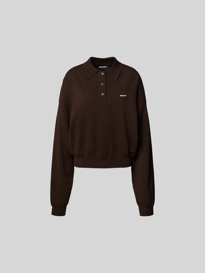 ROTATE Oversized Sweatshirt mit Polokragen Dunkelbraun 1