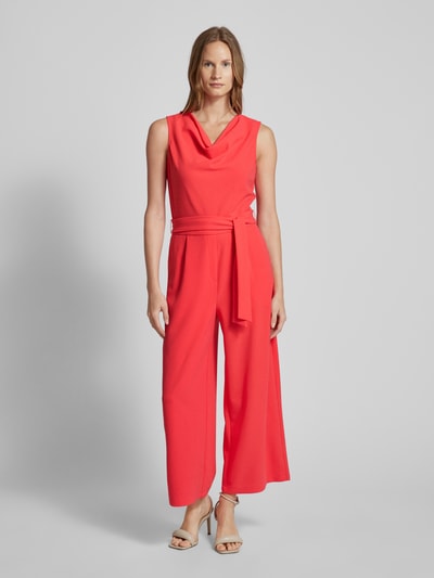 comma Jumpsuit met cascadehals Rood - 4