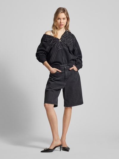 REVIEW Sweatjacke mit Kapuze und Ziersteinbesatz Black 1