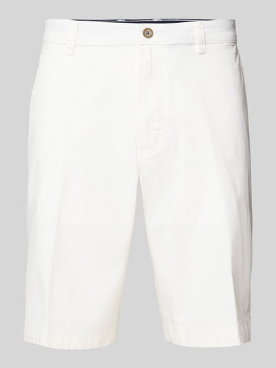 bugatti Regular fit korte chino met ceintuurlussen, model 'Flat' Wit - 2