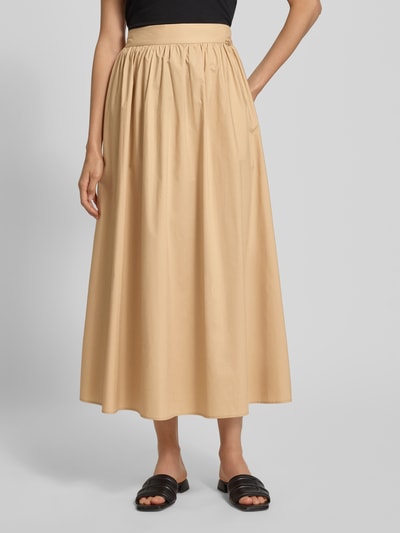 Liu Jo White Faltenrock aus reiner Baumwolle mit breitem Bund Beige 4