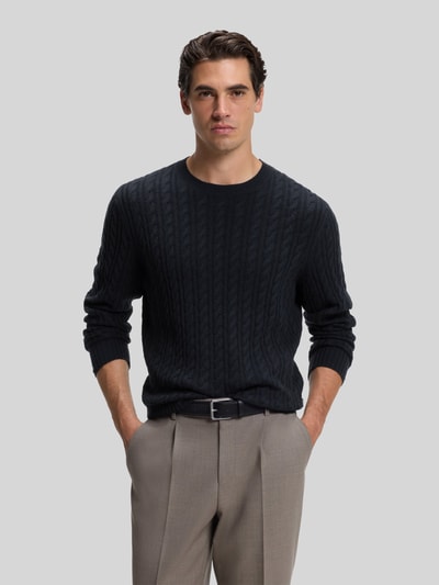 BOSS sweter o kroju regular fit z domieszką bawełny model 'Furlan' Granatowy 4