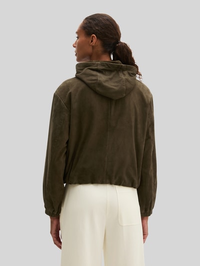 Marc O'Polo Regular Fit Lederjacke aus Ziegenvelours mit Kapuze Mittelbraun 5