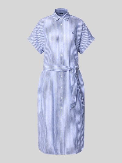 Polo Ralph Lauren Overhemdjurk van linnen met strikceintuur Koningsblauw - 2