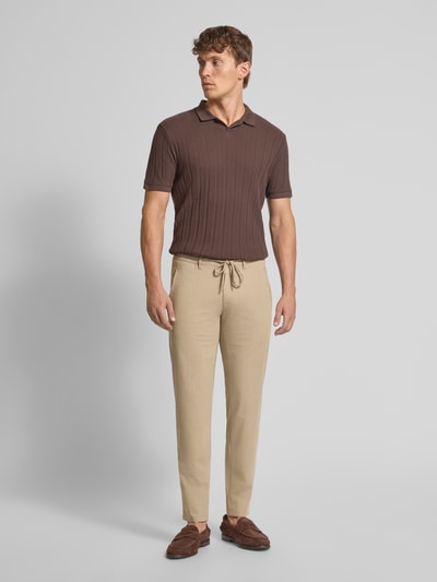 Brax Straight fit stoffen broek met Franse steekzakken, model 'PHIL' Beige - 1