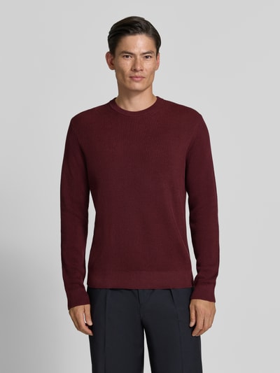MCNEAL Regular Fit Strickpullover aus Baumwoll-Mix Dunkelrot 4