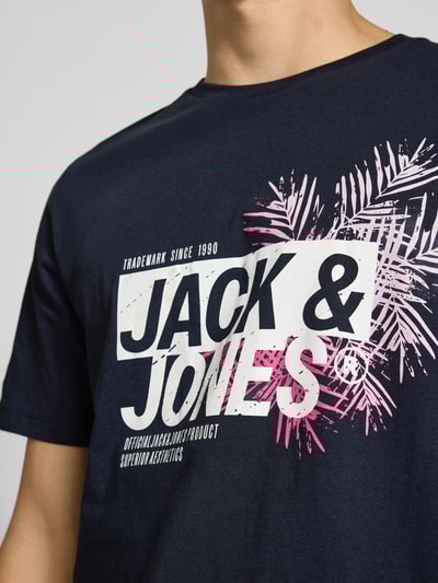 Jack & Jones T-Shirt mit Label-Print Modell 'JAXON' Marine 3