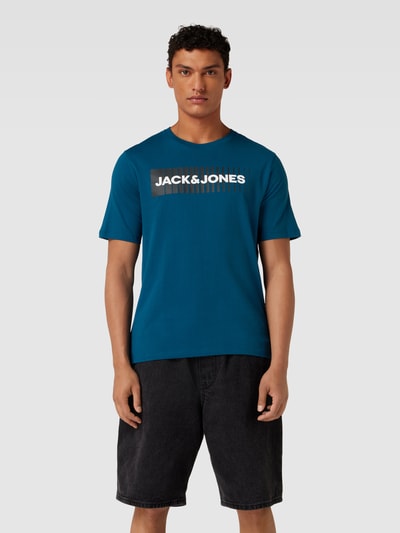 Jack & Jones T-shirt z nadrukiem z logo model ‘CORP’ Petrol 4