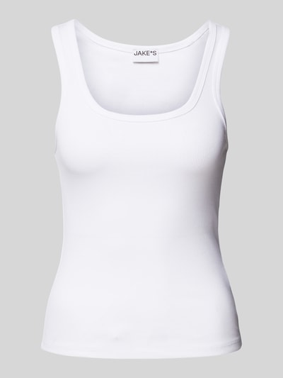 Jake*s Casual Top mit Feinripp Weiss 2