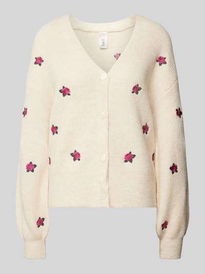 YAS Strickjacke mit Knopfleiste und Woll-Anteil Modell 'FLEUR' Offwhite 2