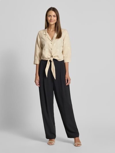 s.Oliver BLACK LABEL Bluzka o kroju regular fit z wyhaftowanym motywem Piaskowy 1